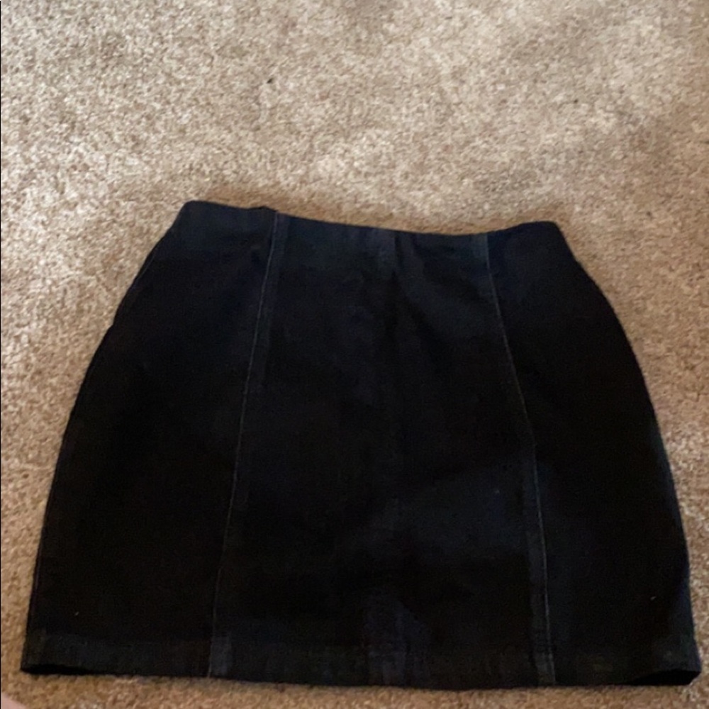 Black jean mini skirt